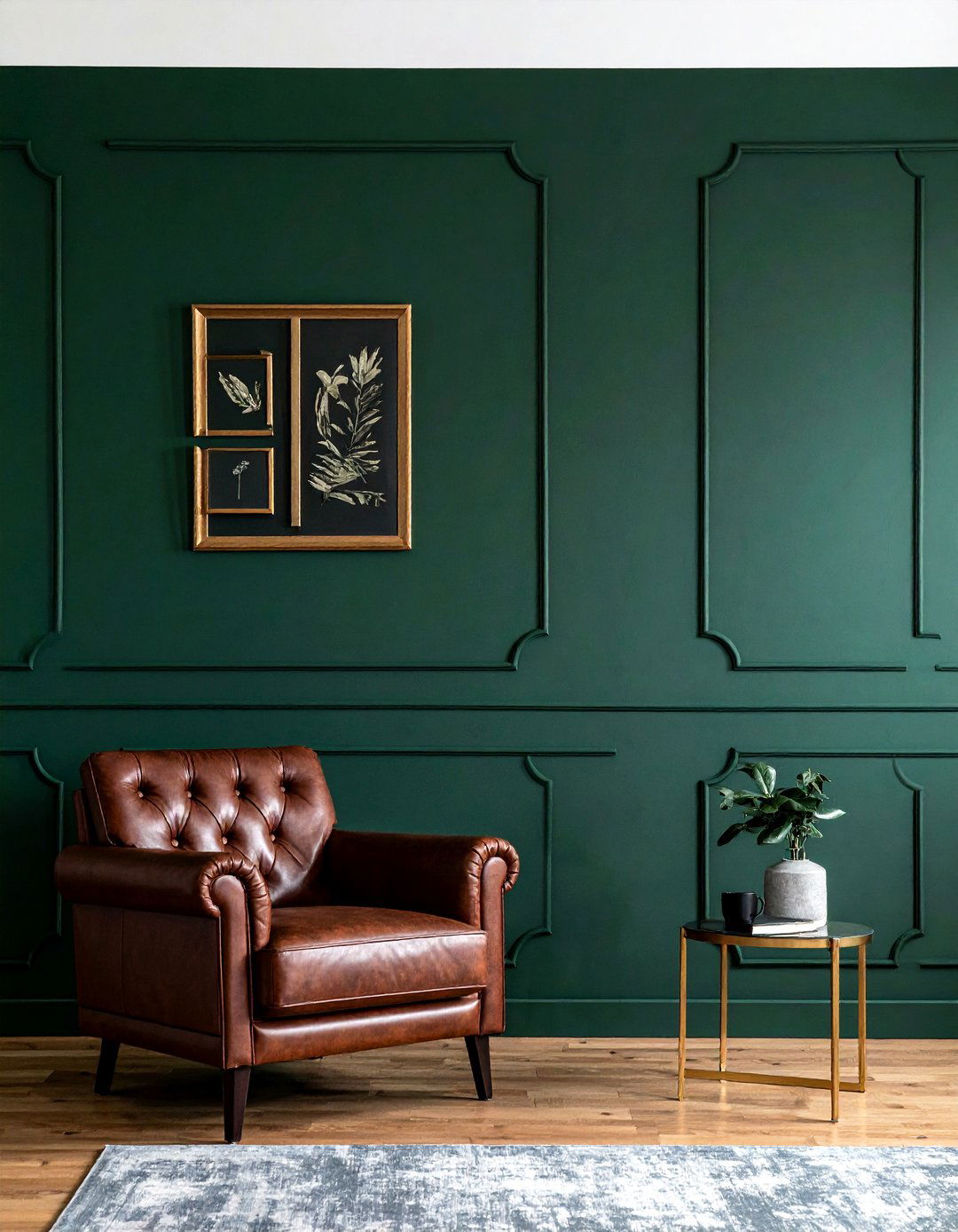 Dark Green Recessed Panel Accent - 30 living room recessed panel ideas