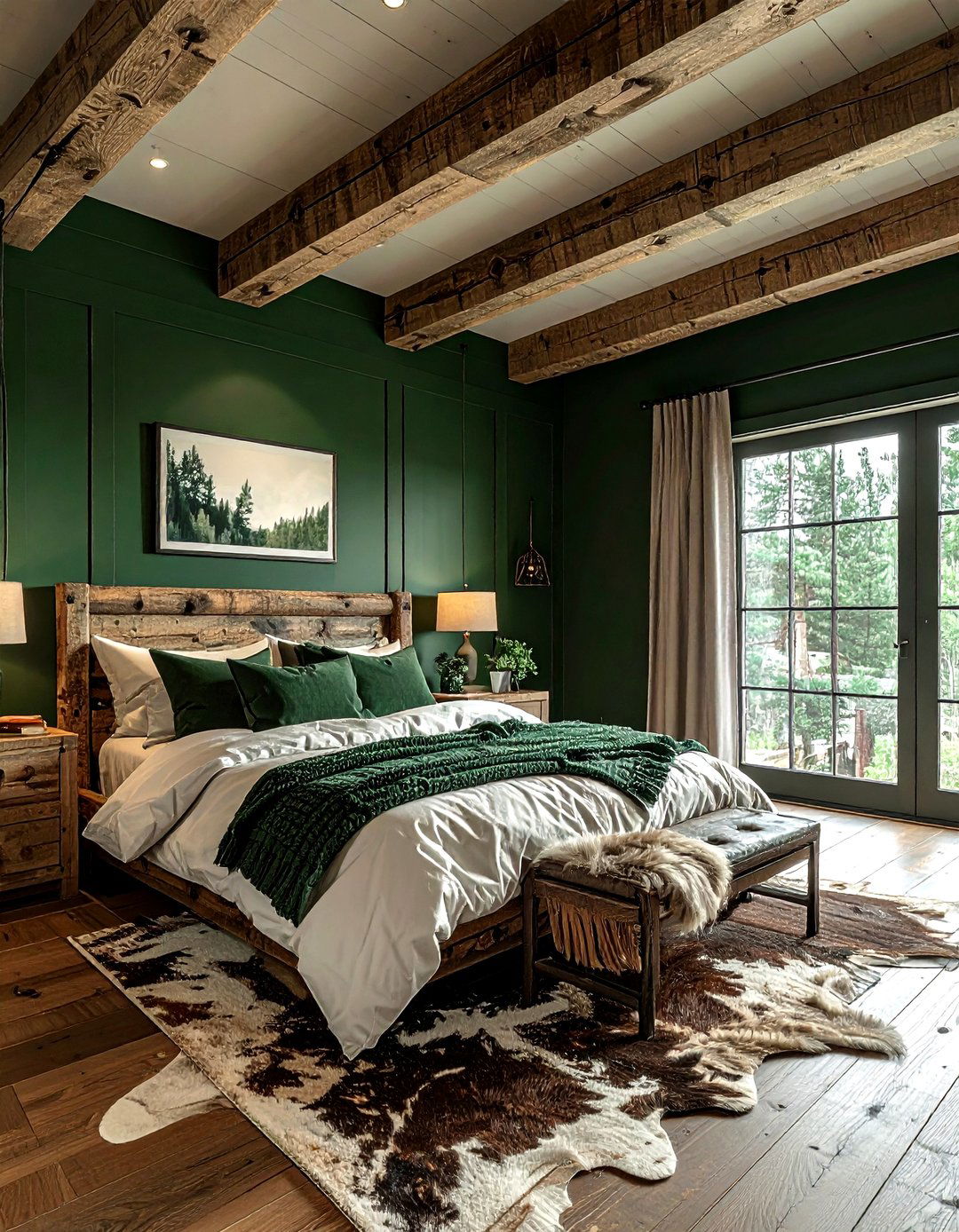 Dark Green Rustic Bedroom - 30 farmhouse green bedroom ideas