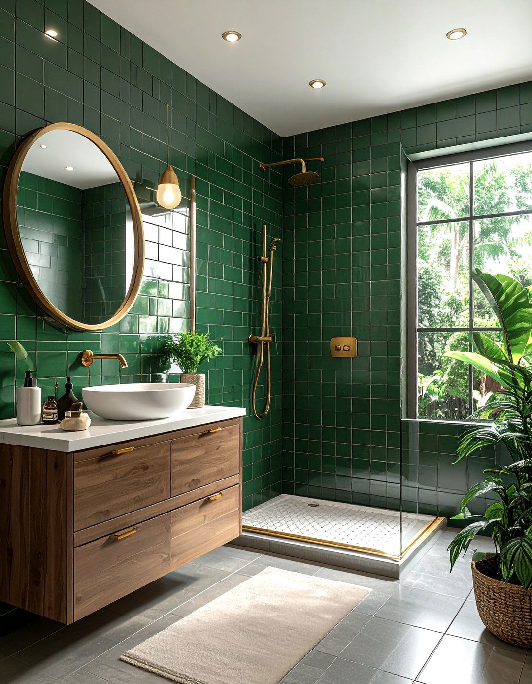 Dark Green Subway Tile - 30 small bathroom tile ideas