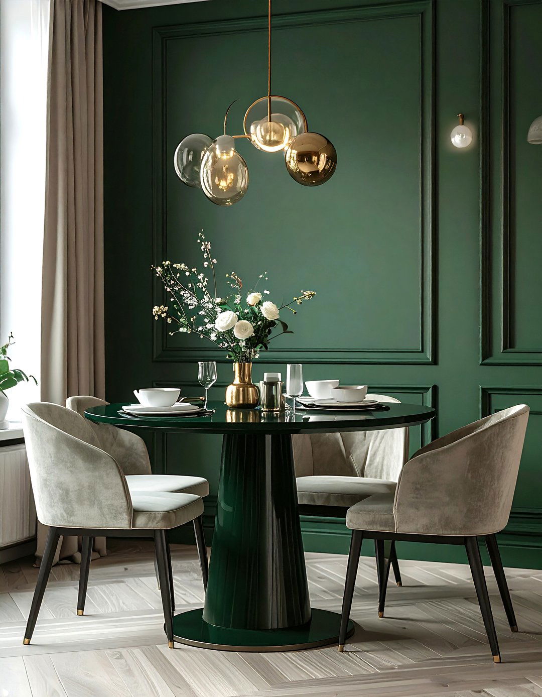 Dark Green Table - 30 painted dining room furniture ideas