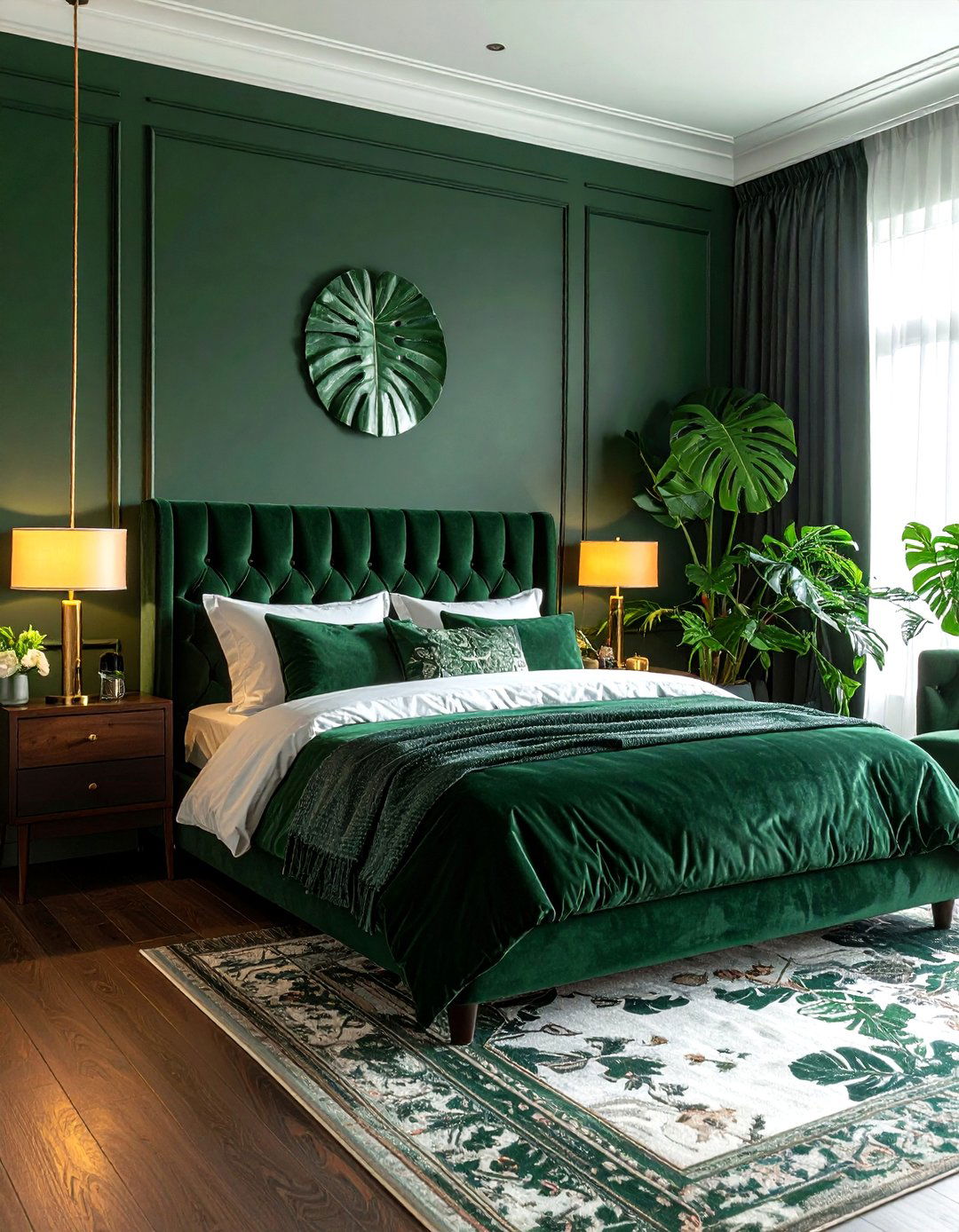 Dark Green Velvet Bedroom - 30 maximalist bedroom ideas