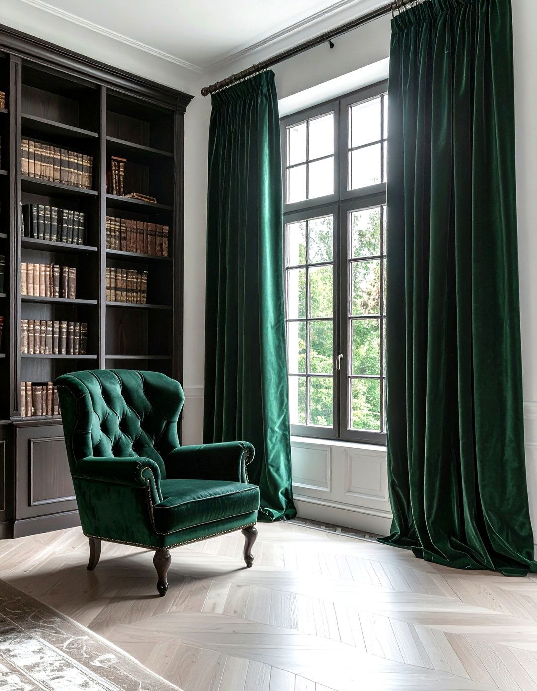 Dark Green Velvet Curtains - 30 curtain ideas