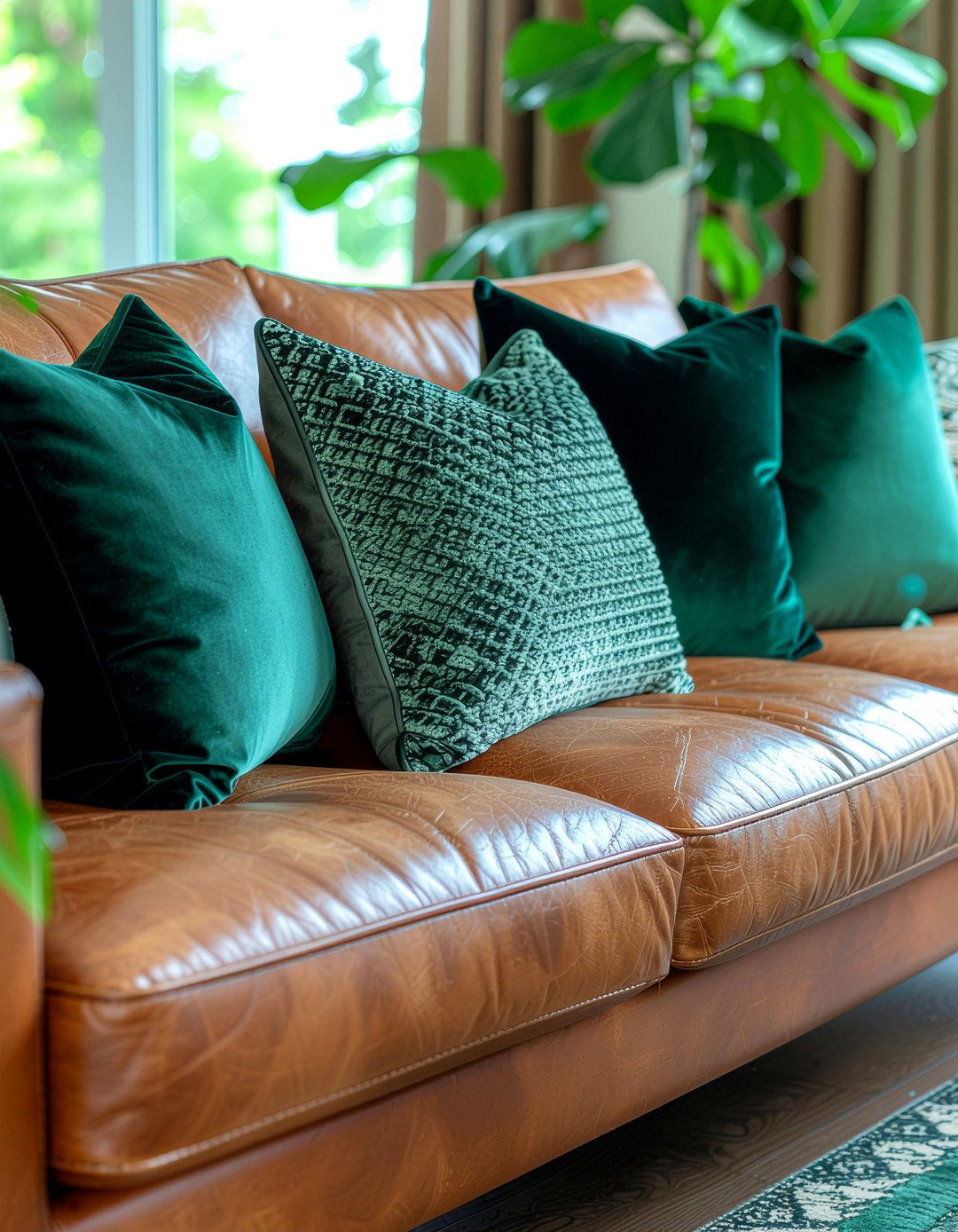 Dark Green Velvet Pillows - 30 living room throw pillow arrangement