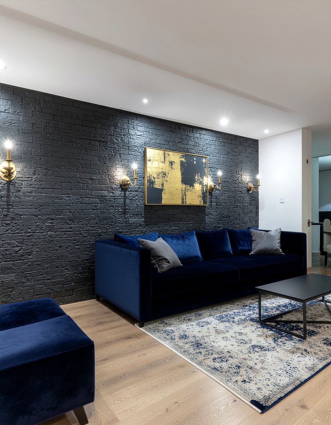 Dark Grey Brick Accent Wall - 30 living room brick wall ideas