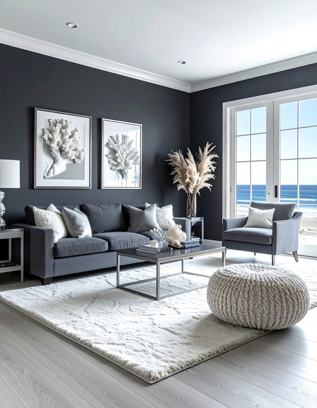 Dark Grey Coastal Living Room - 30 coastal grey living room ideas