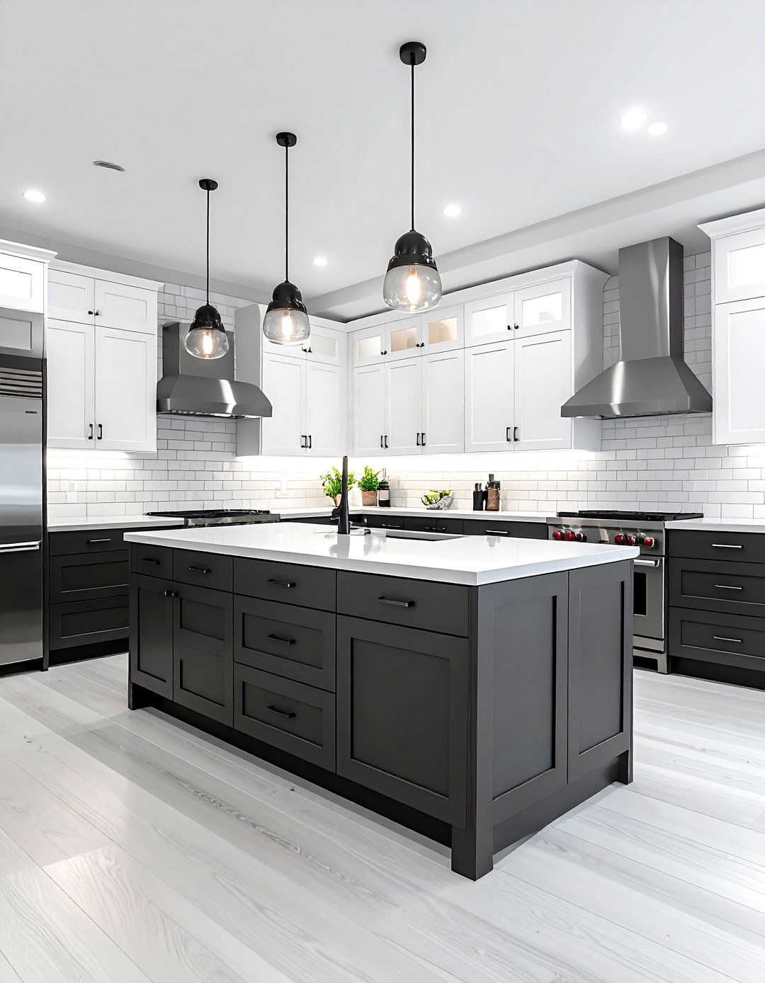 Dark Grey Lower Cabinets White Upper Cabinets - 30 grey and white kitchen ideas