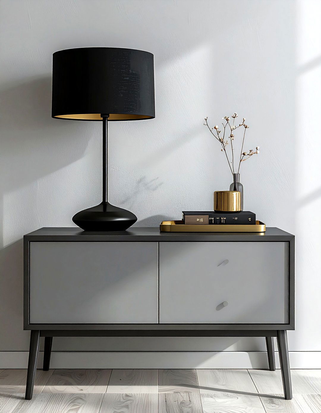 Dark Grey Nightstand - 30 gray bedroom furniture ideas