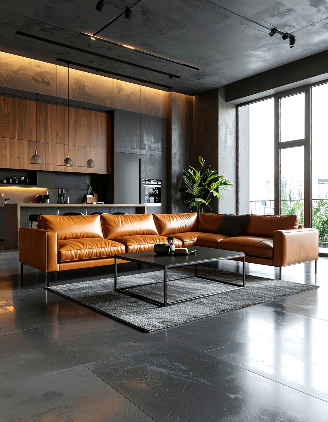 Dark Grey Polished Concrete - 30 dark decor ideas