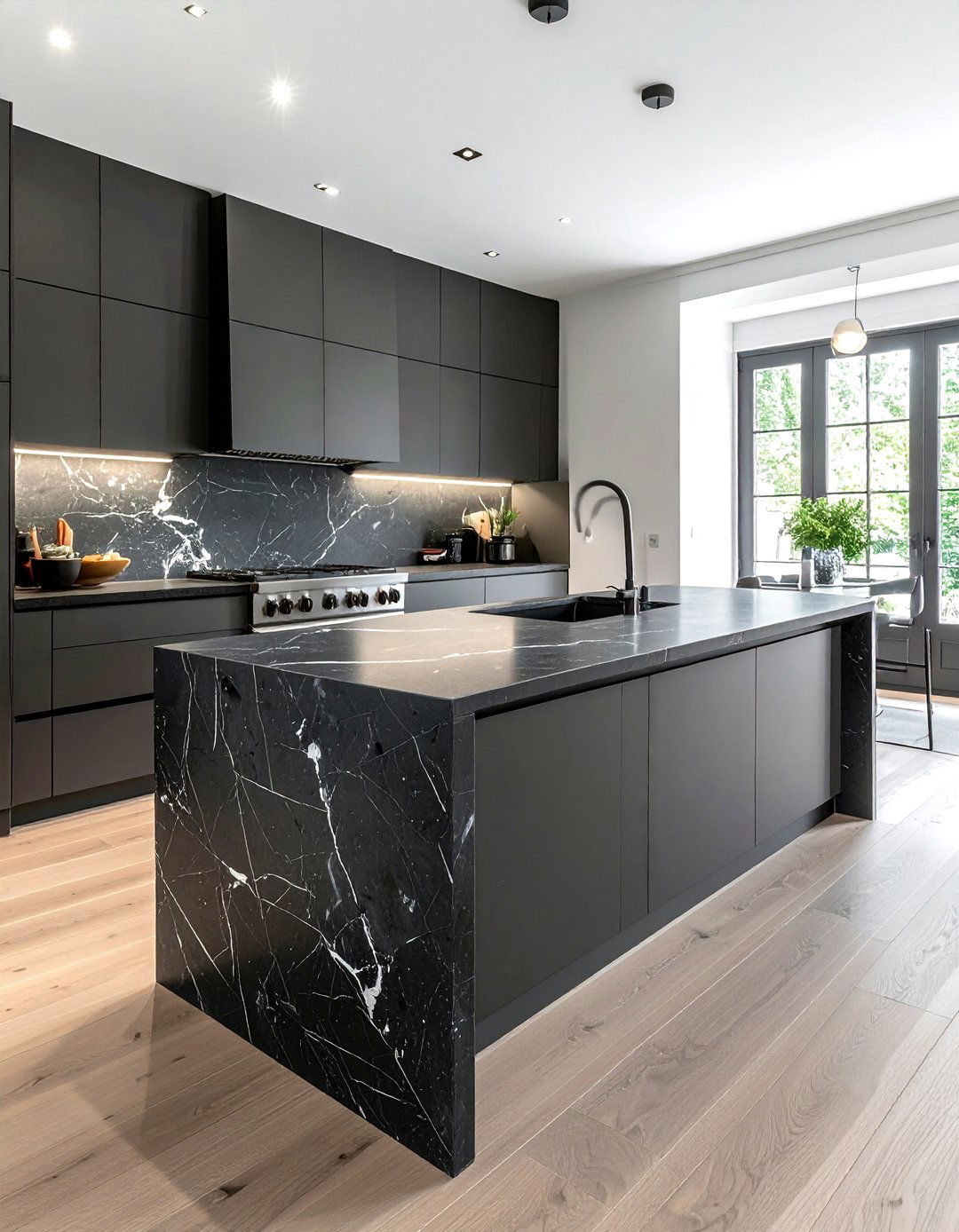Dark Grey Quartz - 30 quartz kitchen ideas