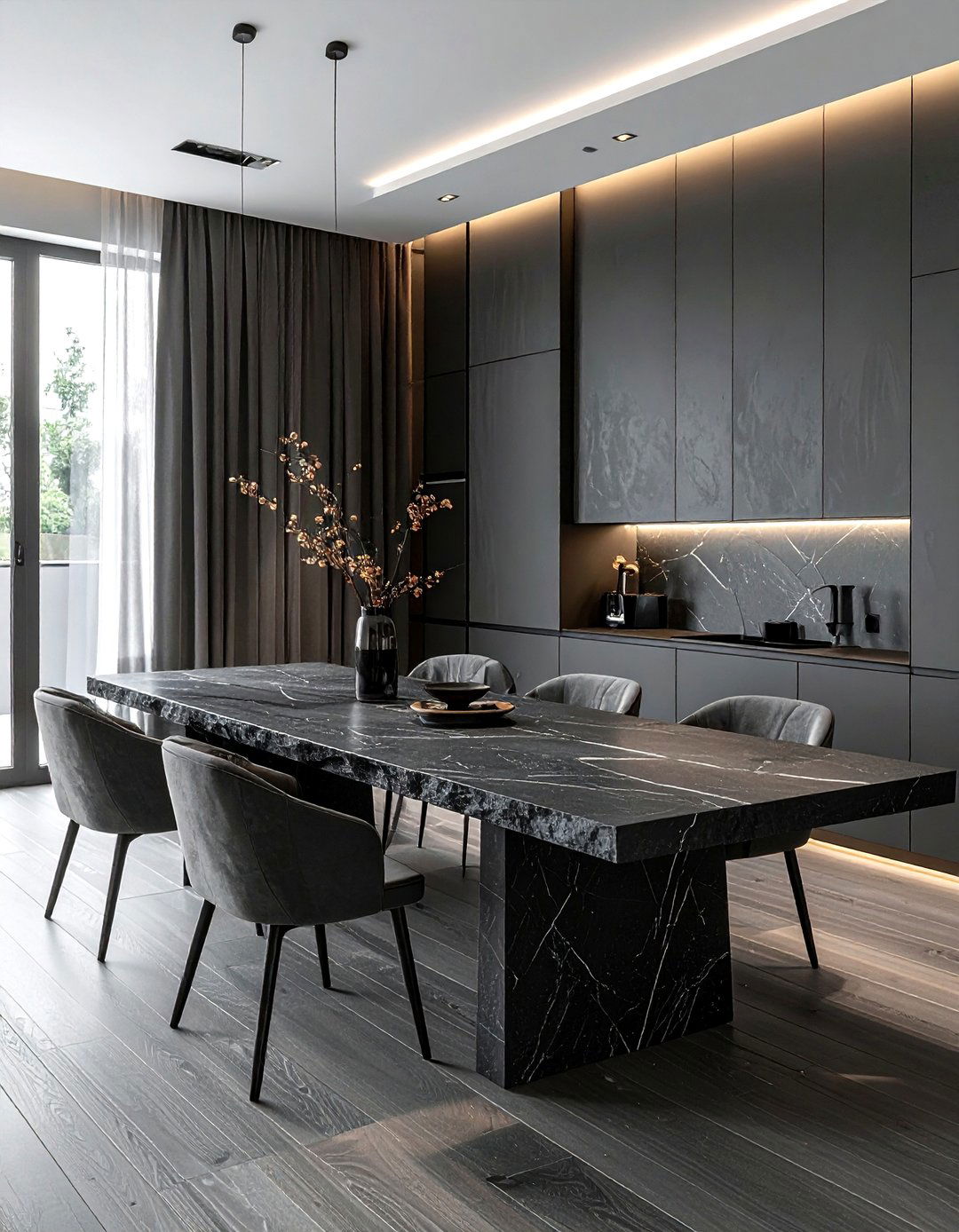 Dark Grey Stone - 30 dining room flooring ideas