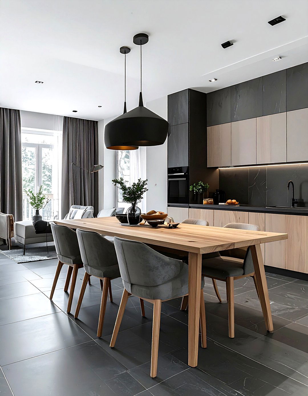 Dark Grey Tile - 30 dining room tile ideas