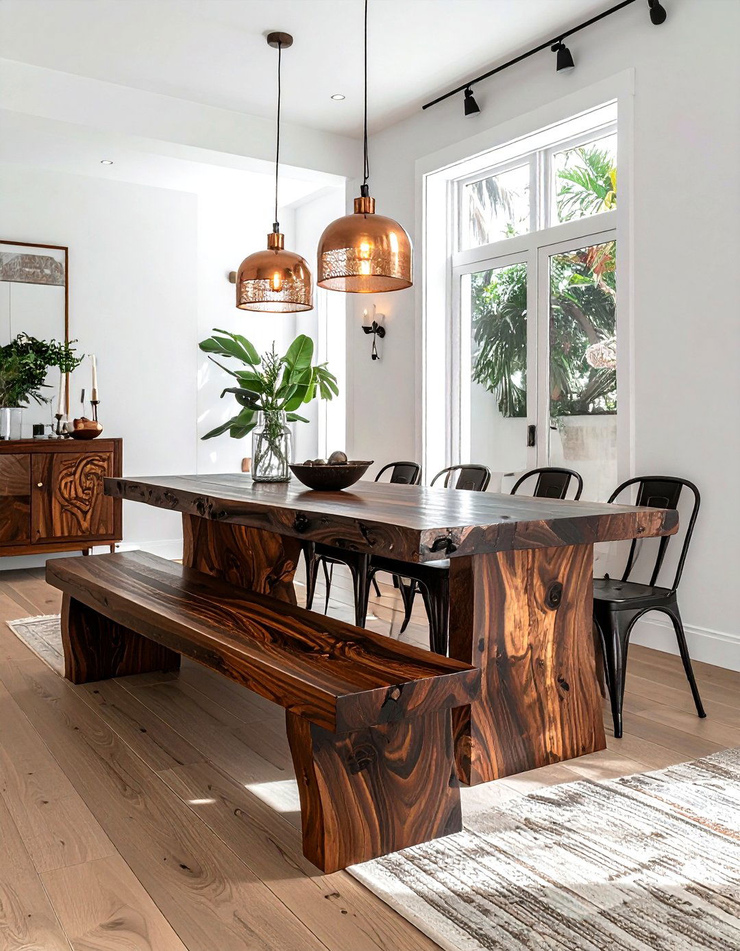 Dark Mango Wood Bench - 30 wood dining bench ideas
