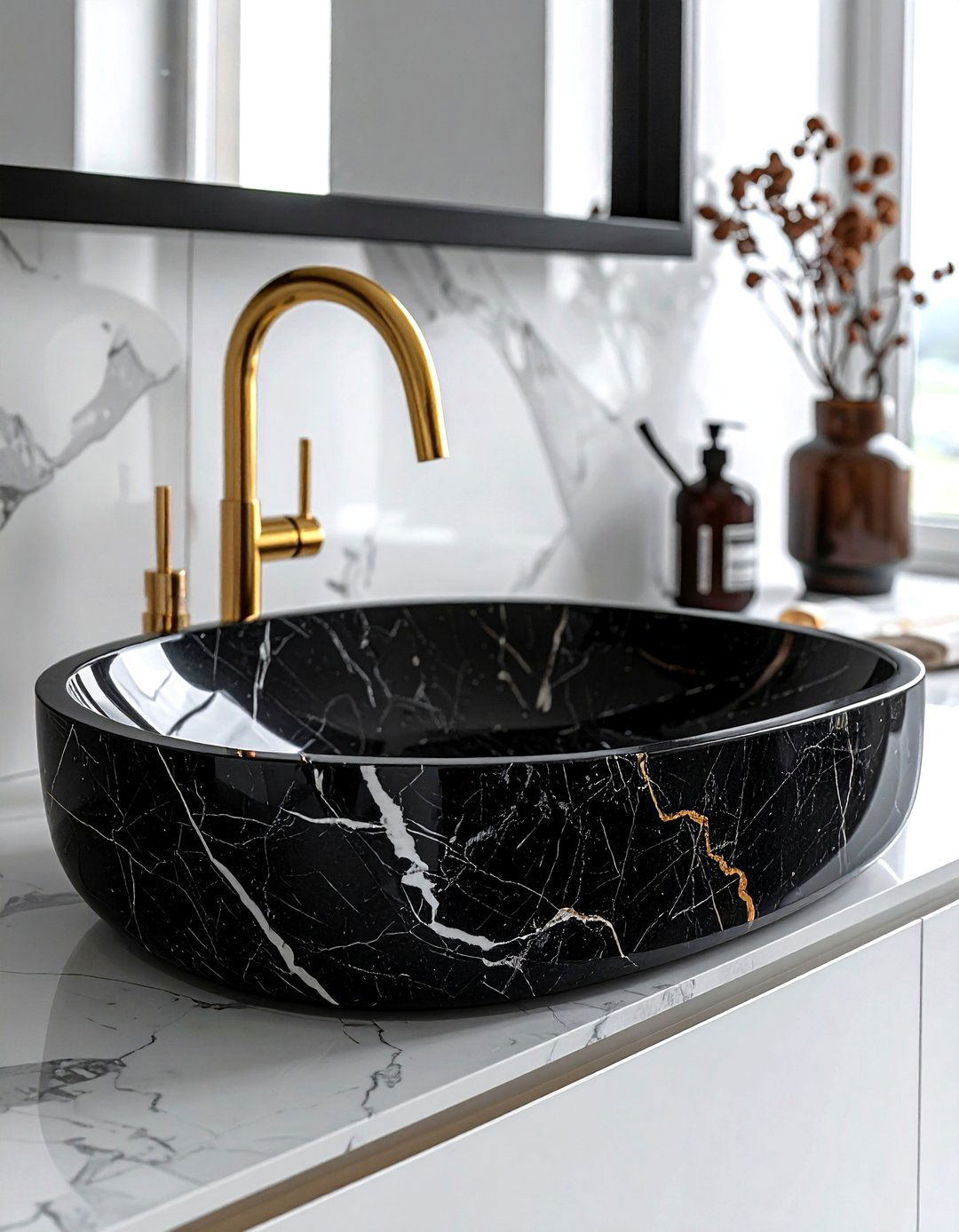 Dark Marble Integrated Sink - 30 integrated sink kitchen ideas