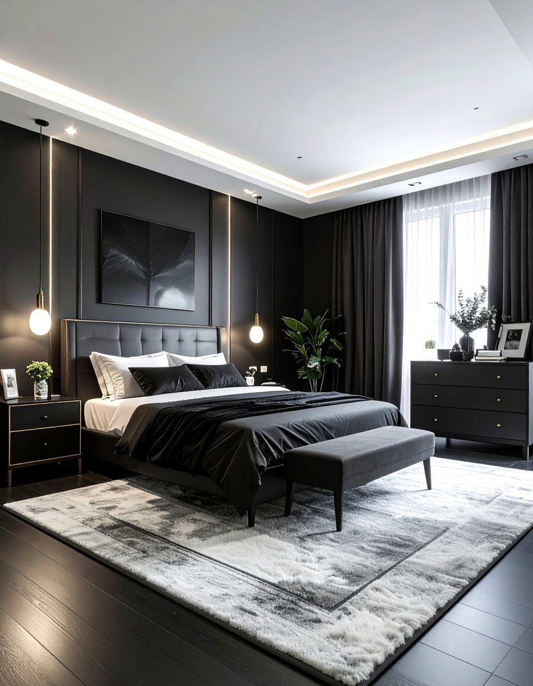 Dark Monochrome Bedroom - 30 moody bedroom ideas