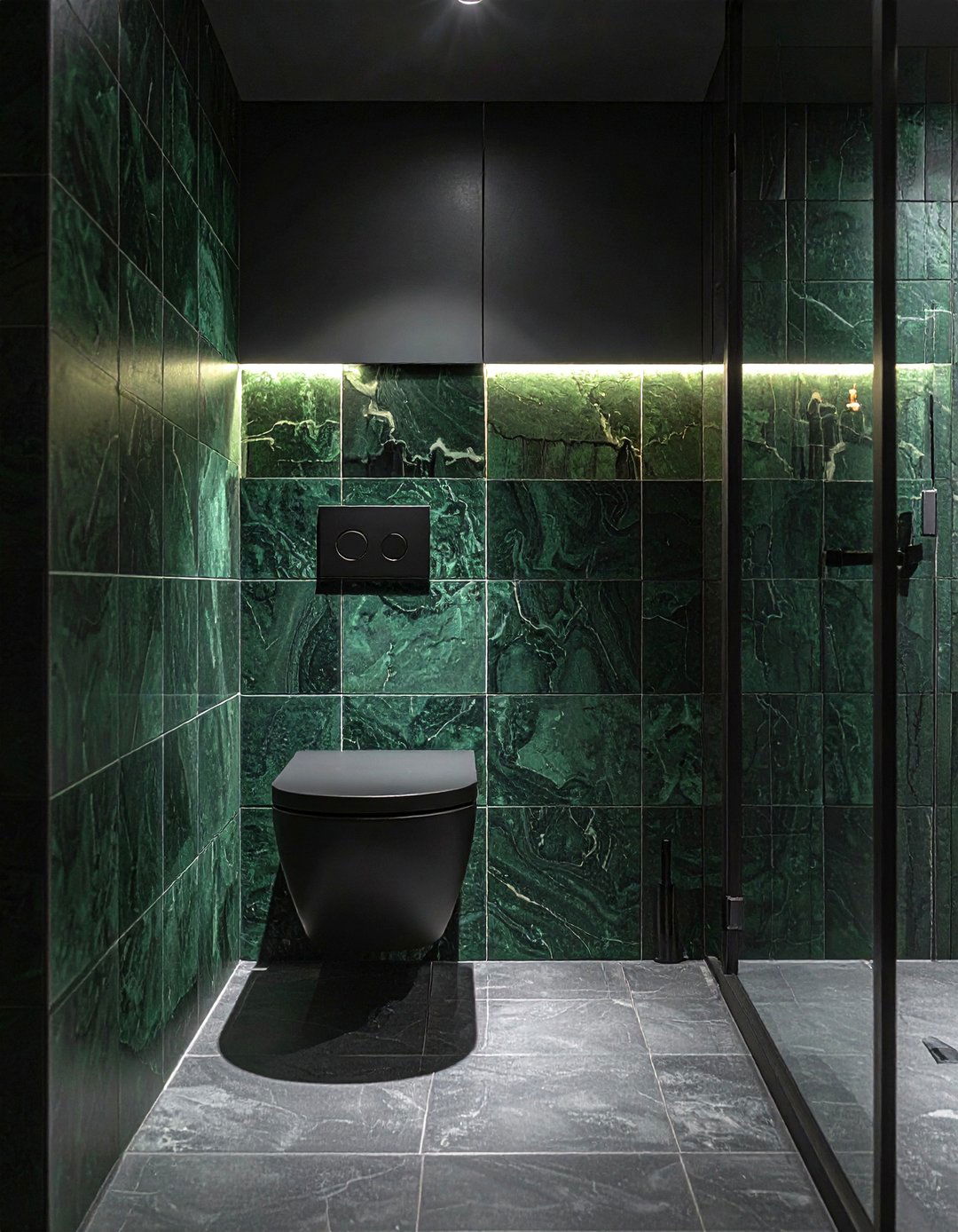 Dark Moody Bathroom - 30 wall-hung toilet ideas