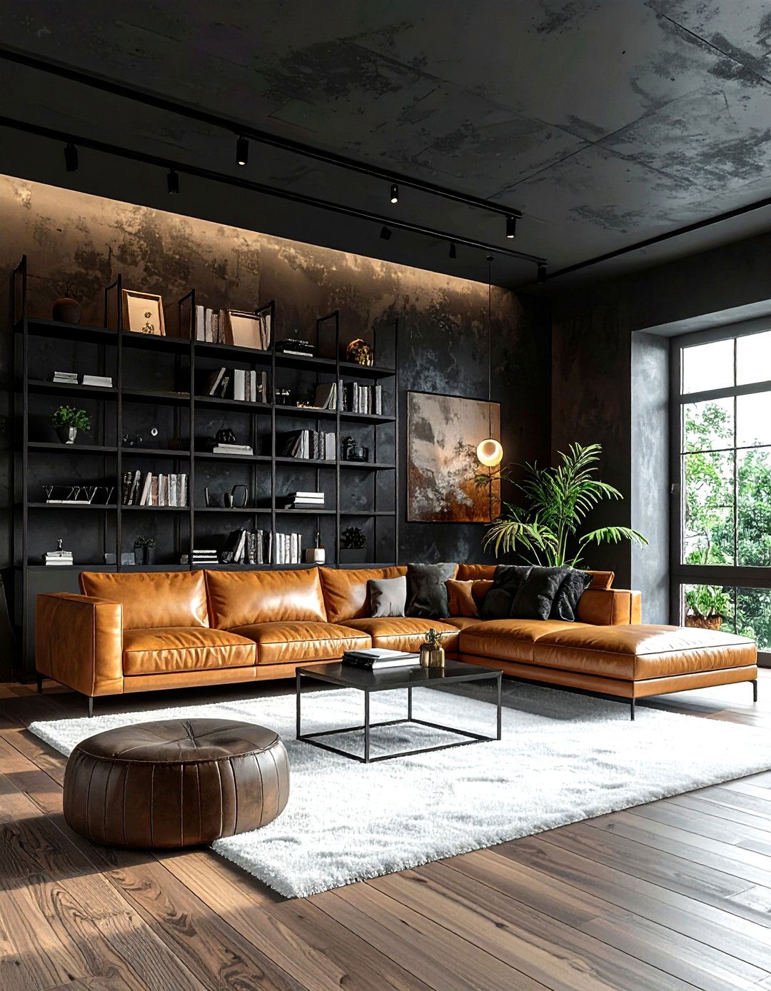 Dark Moody Ceiling - 30 living room wallpapered ceiling ideas