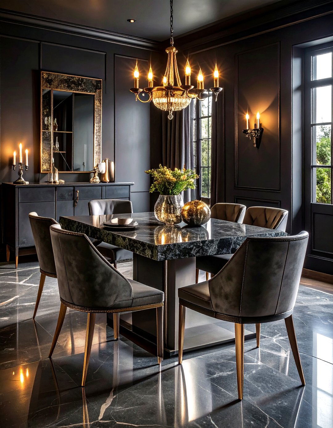 Dark Moody Glam Dining Room - 30 glam dining room ideas