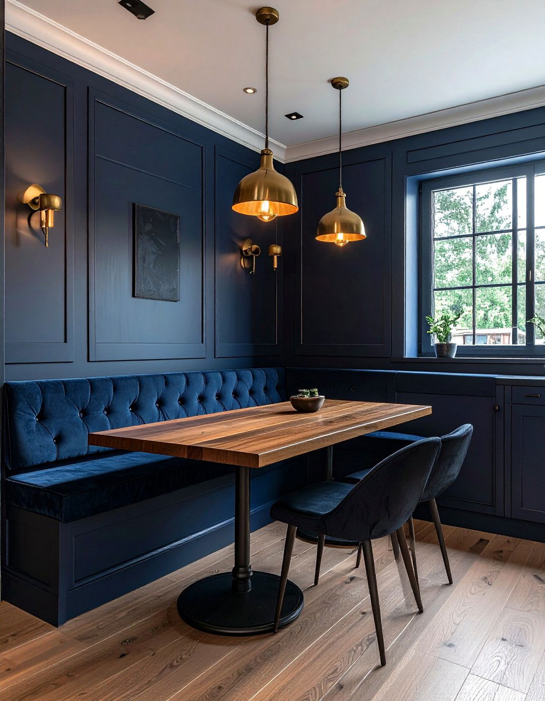 Dark Moody Kitchen Nook - 30 corner banquette dining ideas