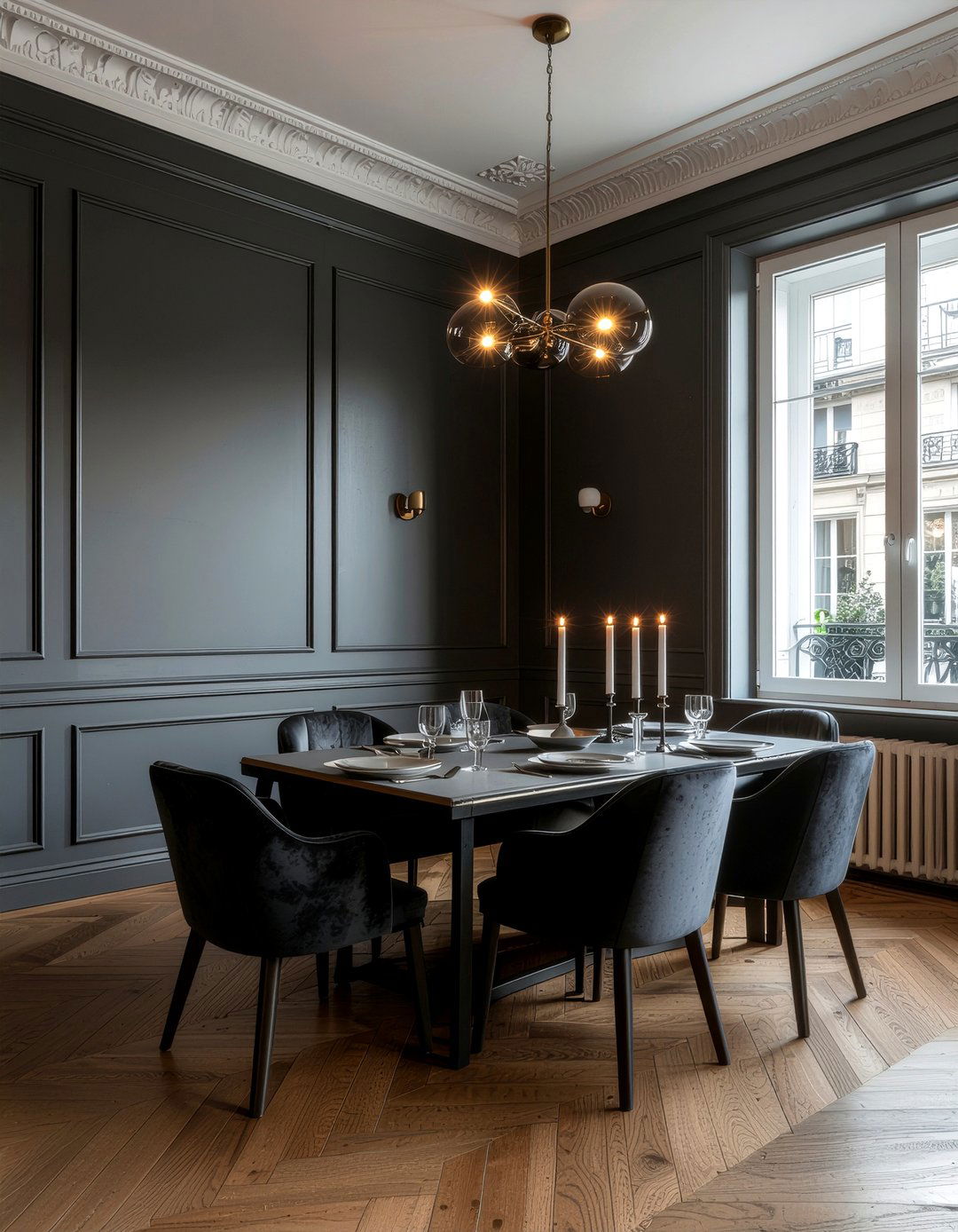 Dark Moody Parisian Dining - 30 Parisian dining room ideas