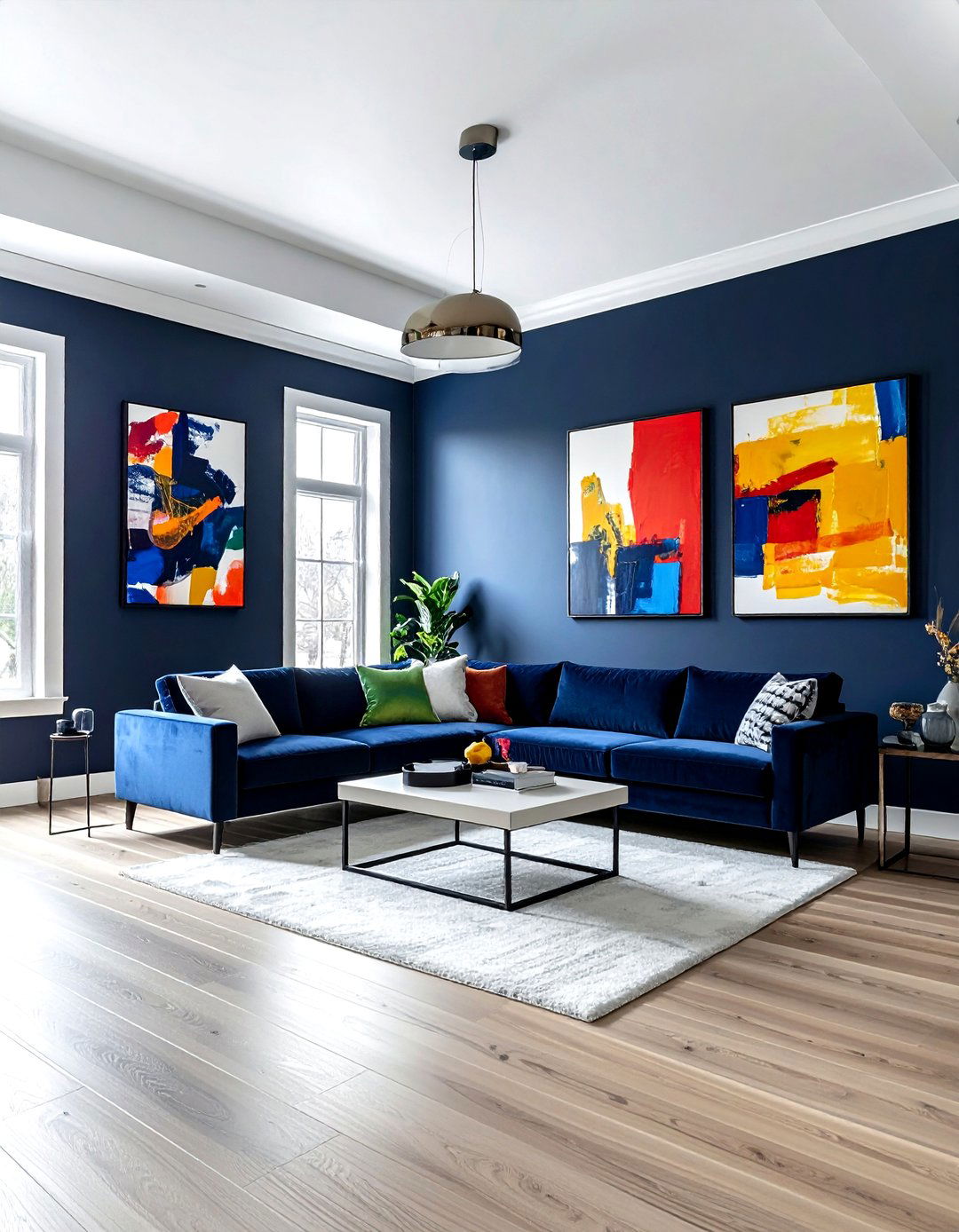 Dark Navy Blue Walls - 30 navy living room design ideas