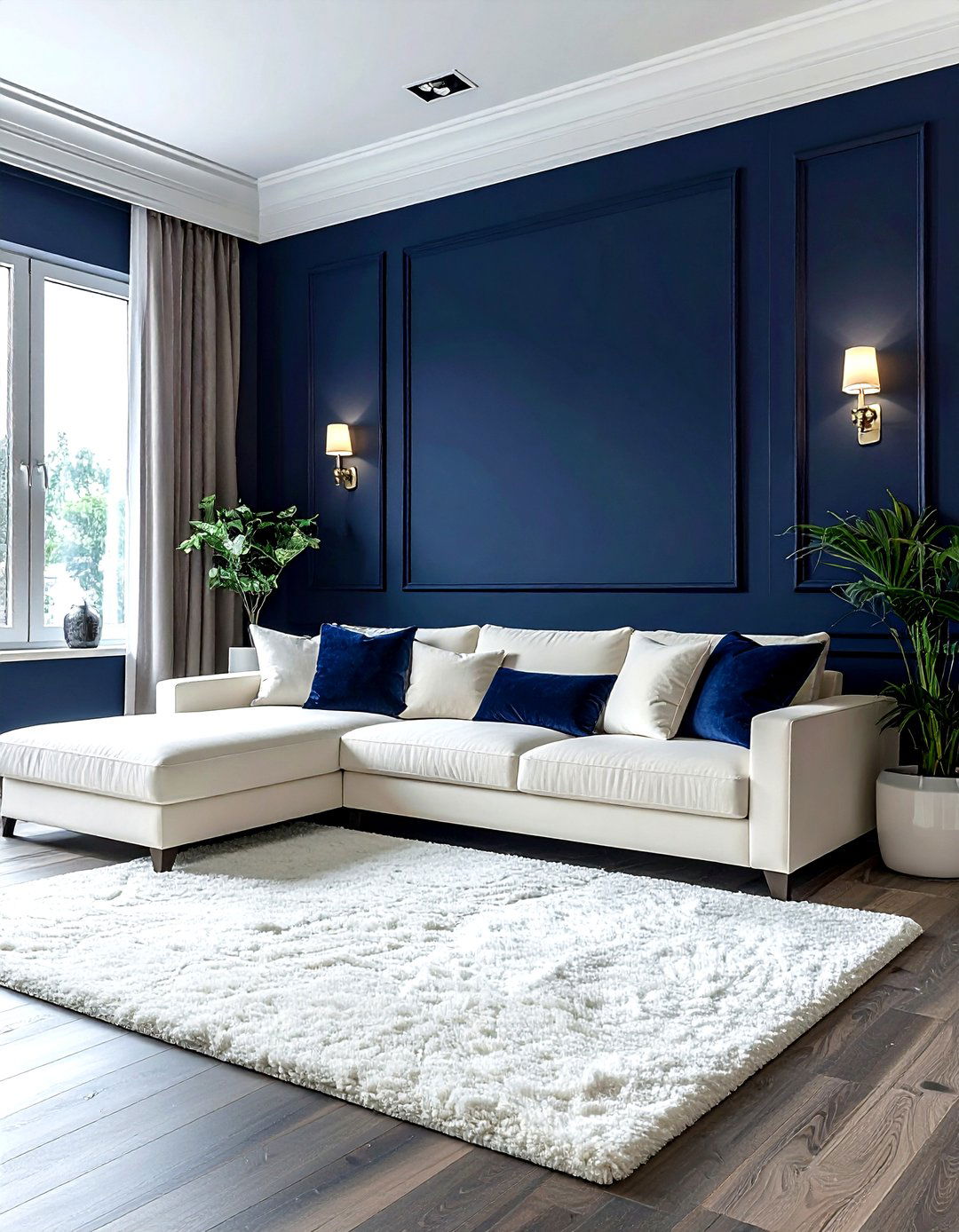 Dark Navy Blue Walls - 30 navy and white living room ideas