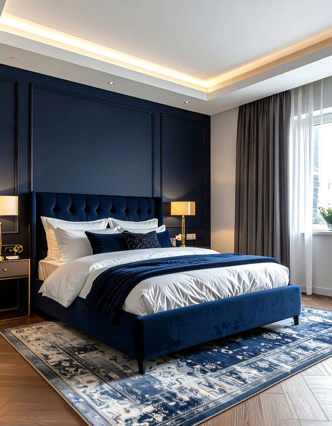 Dark Navy Master Bedroom - 30 blue bedroom design ideas