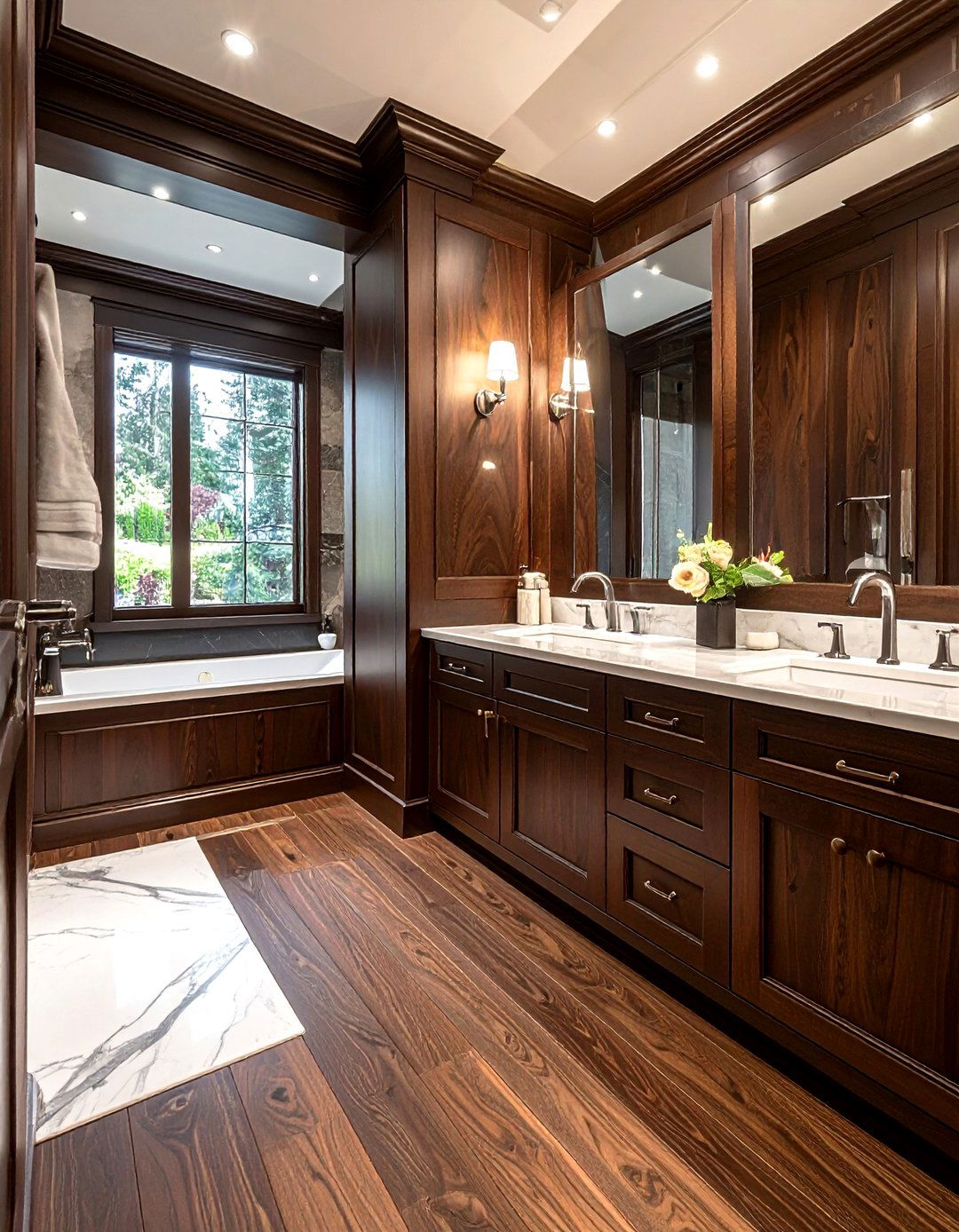 Dark Oak Bathroom - 30 warm brown bathroom ideas