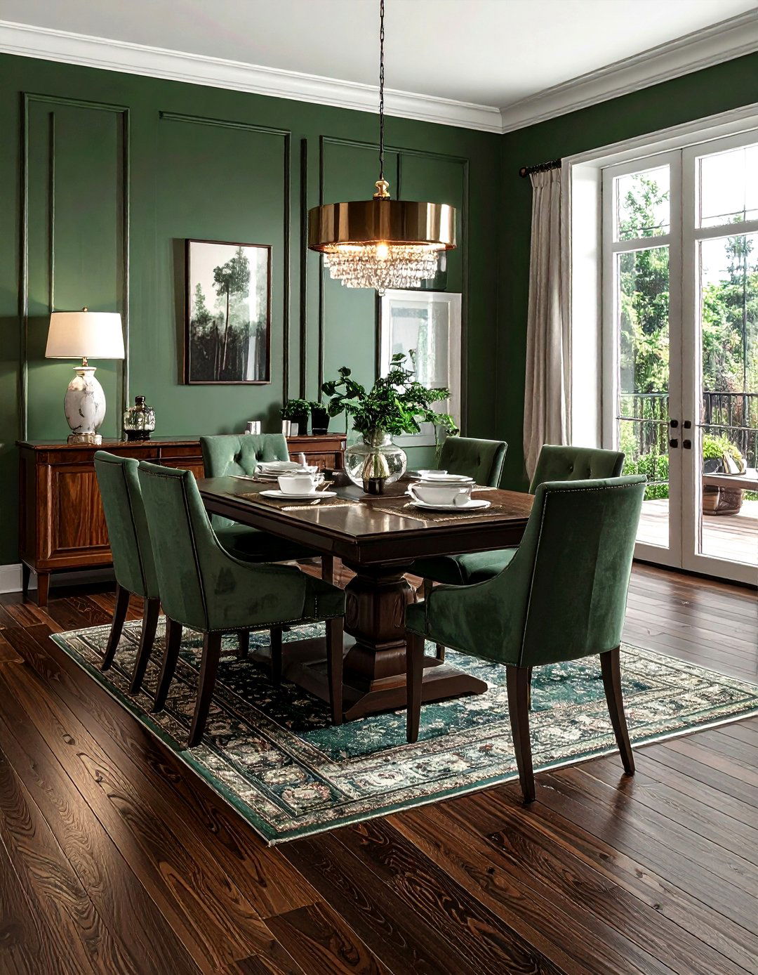 Dark Oak Flooring - 30 forest green dining room ideas