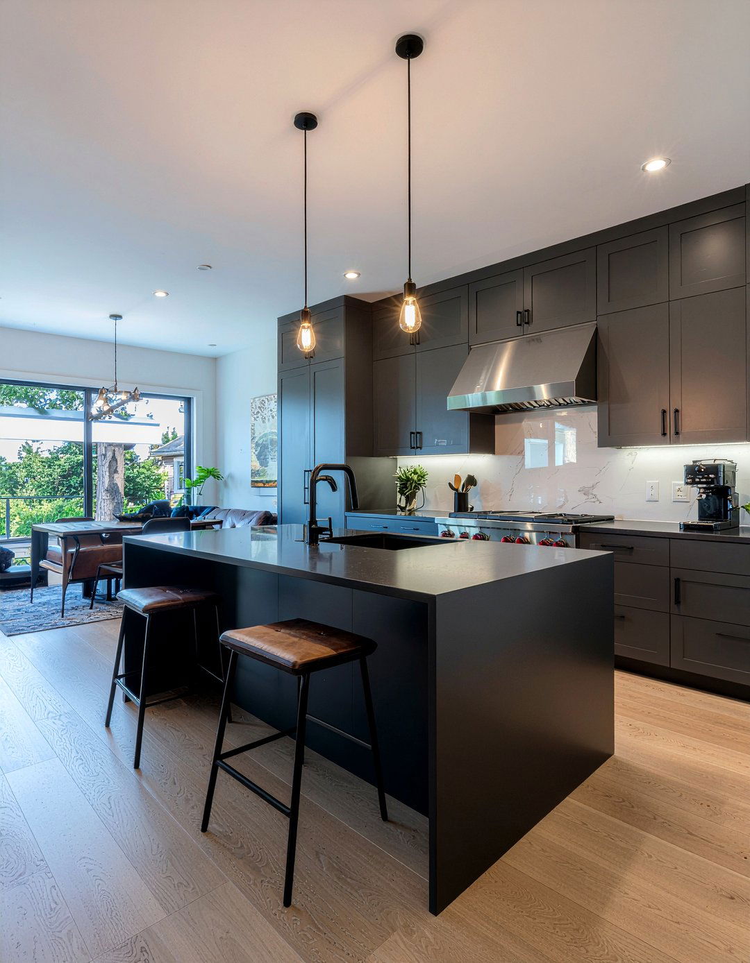 Dark Open Plan Kitchen - 30 moody kitchen ideas