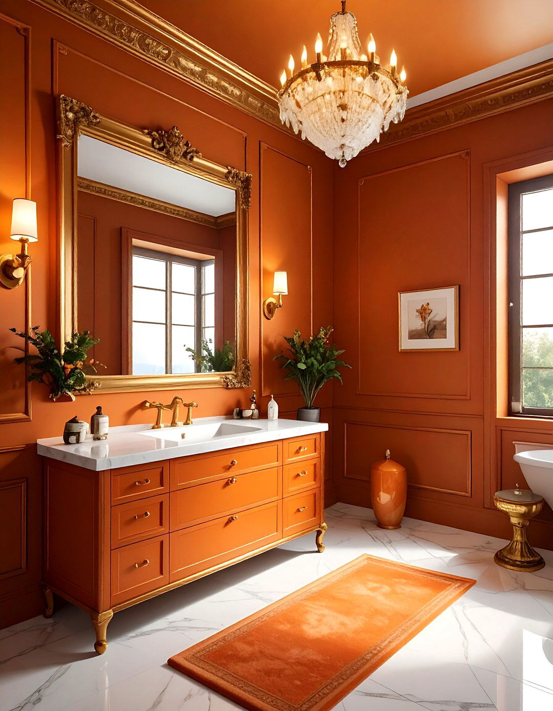 Dark Orange And Gold Bathroom - 30 orange bathroom ideas