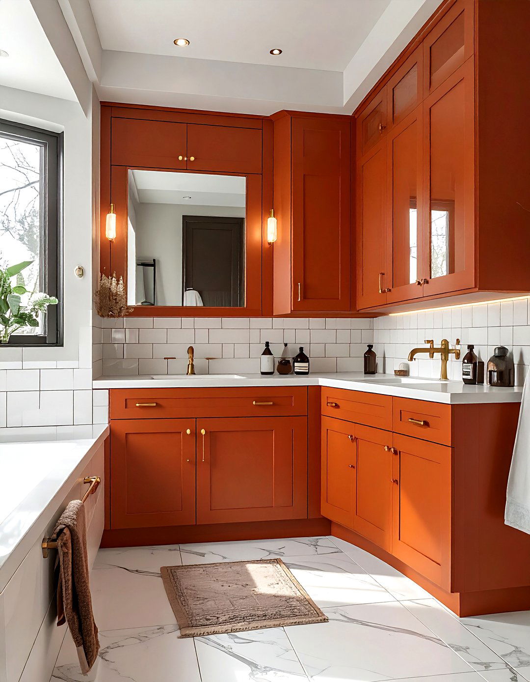 Dark Orange Bathroom Cabinets - 30 orange and white bathroom ideas