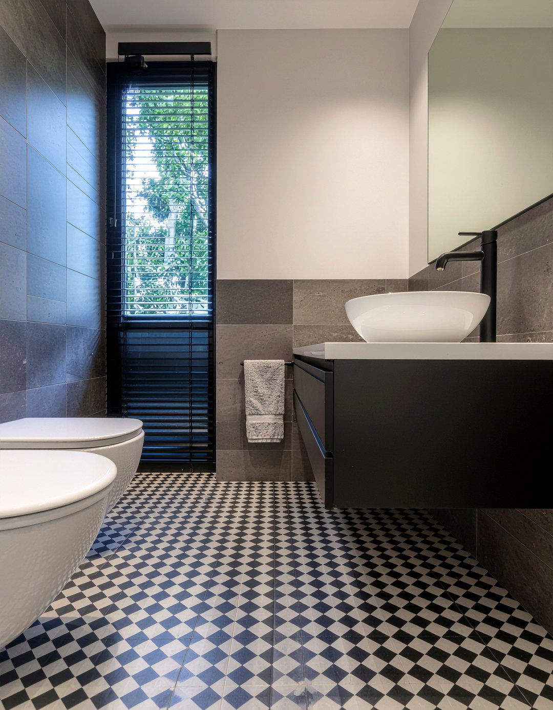 Dark Patterned Tile Bathroom - 30 moody bathroom ideas