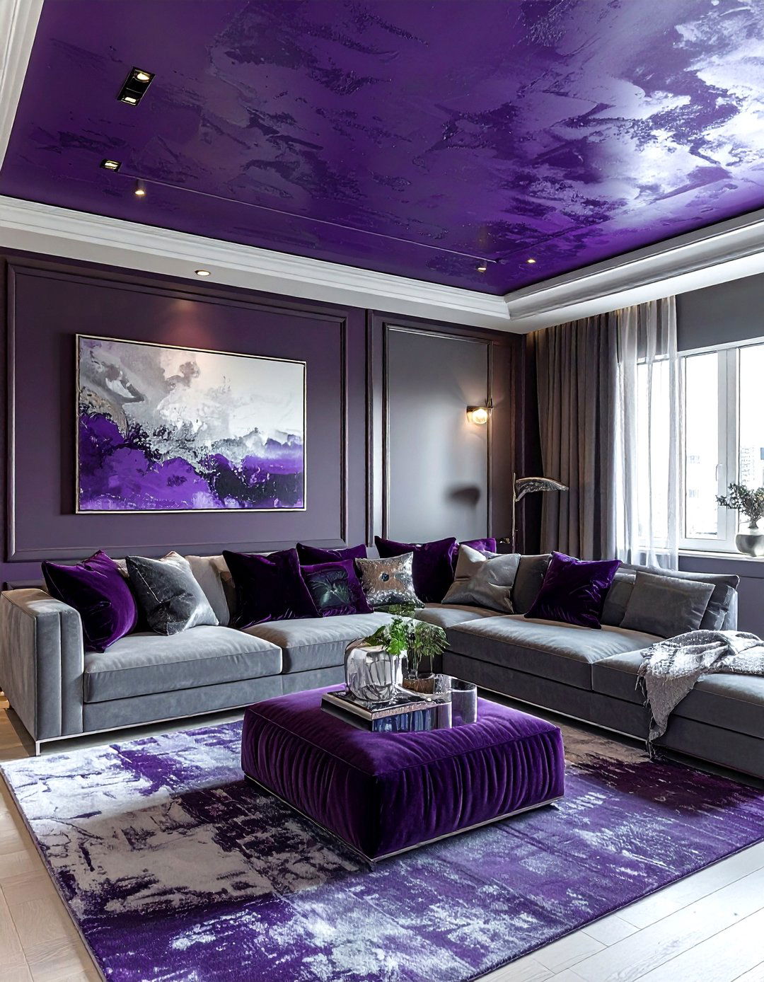 Dark Plum Ceiling - 30 living room ceiling color ideas