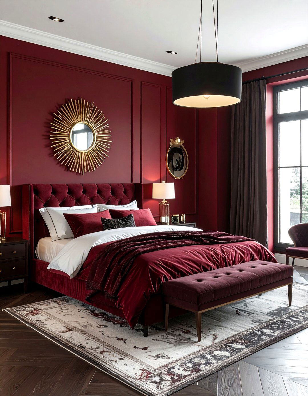 Dark Red Bedroom - 30 moody bedroom ideas
