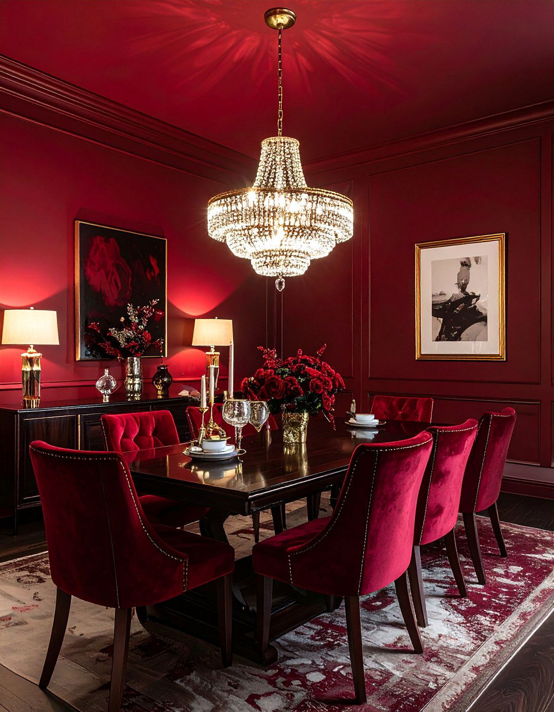 Dark Red Dining Room - 30 red dining room ideas