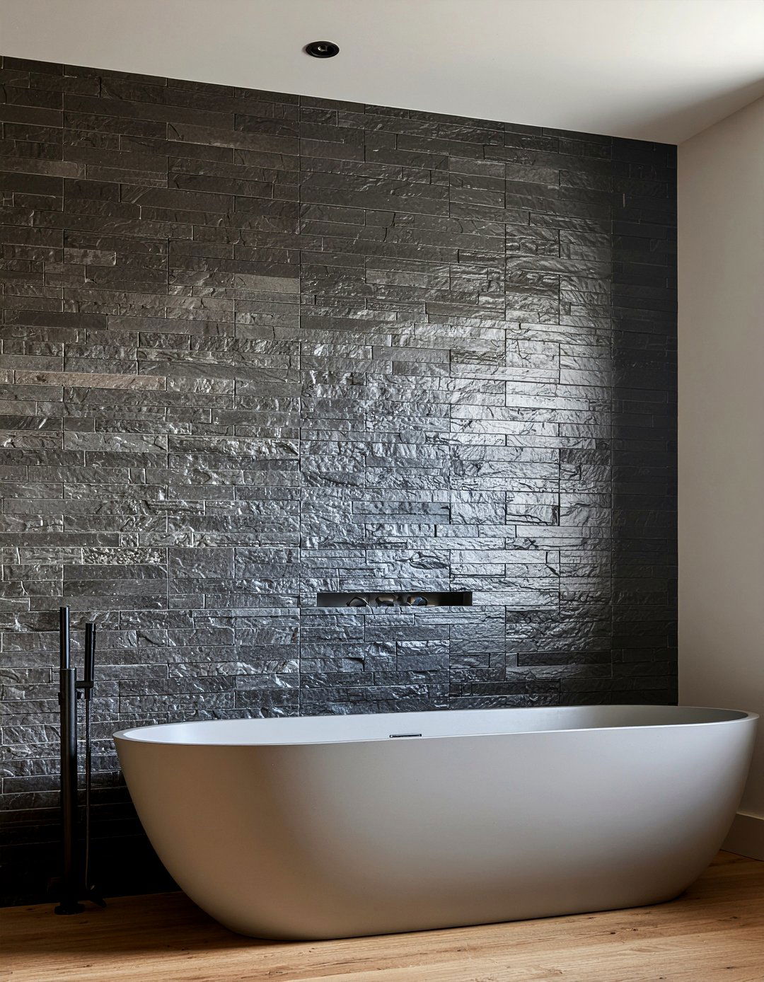 Dark Slate Tile - 30 lodge bathroom ideas