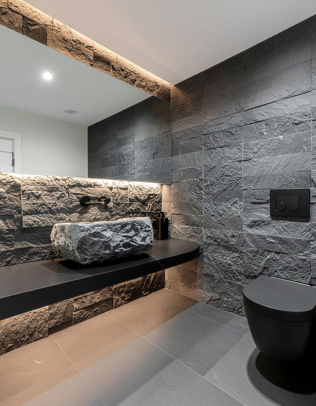 Dark Stone Bathroom - 30 moody bathroom ideas