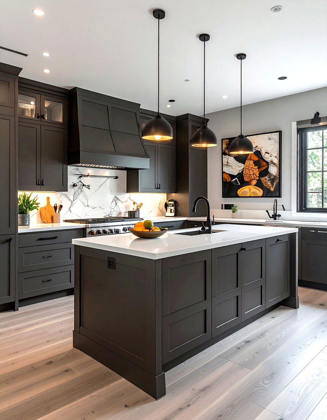Dark Taupe Kitchen With White Quartz - 30 taupe and white kitchen ideas