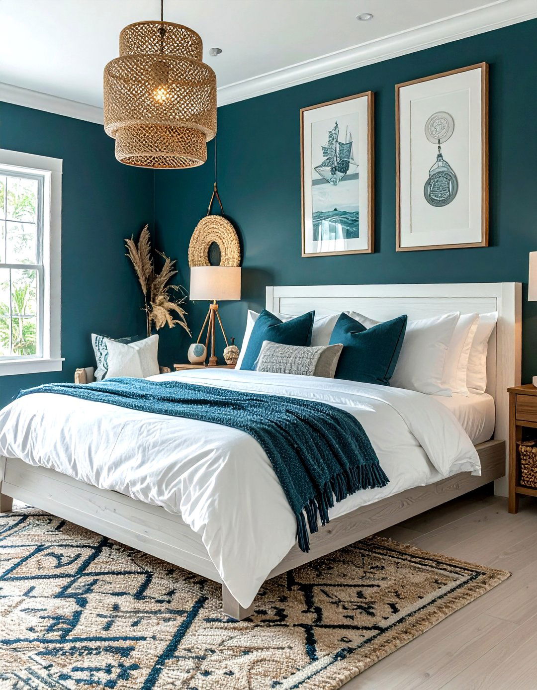 Dark Teal Accent Wall Bedroom - 30 coastal teal bedroom ideas