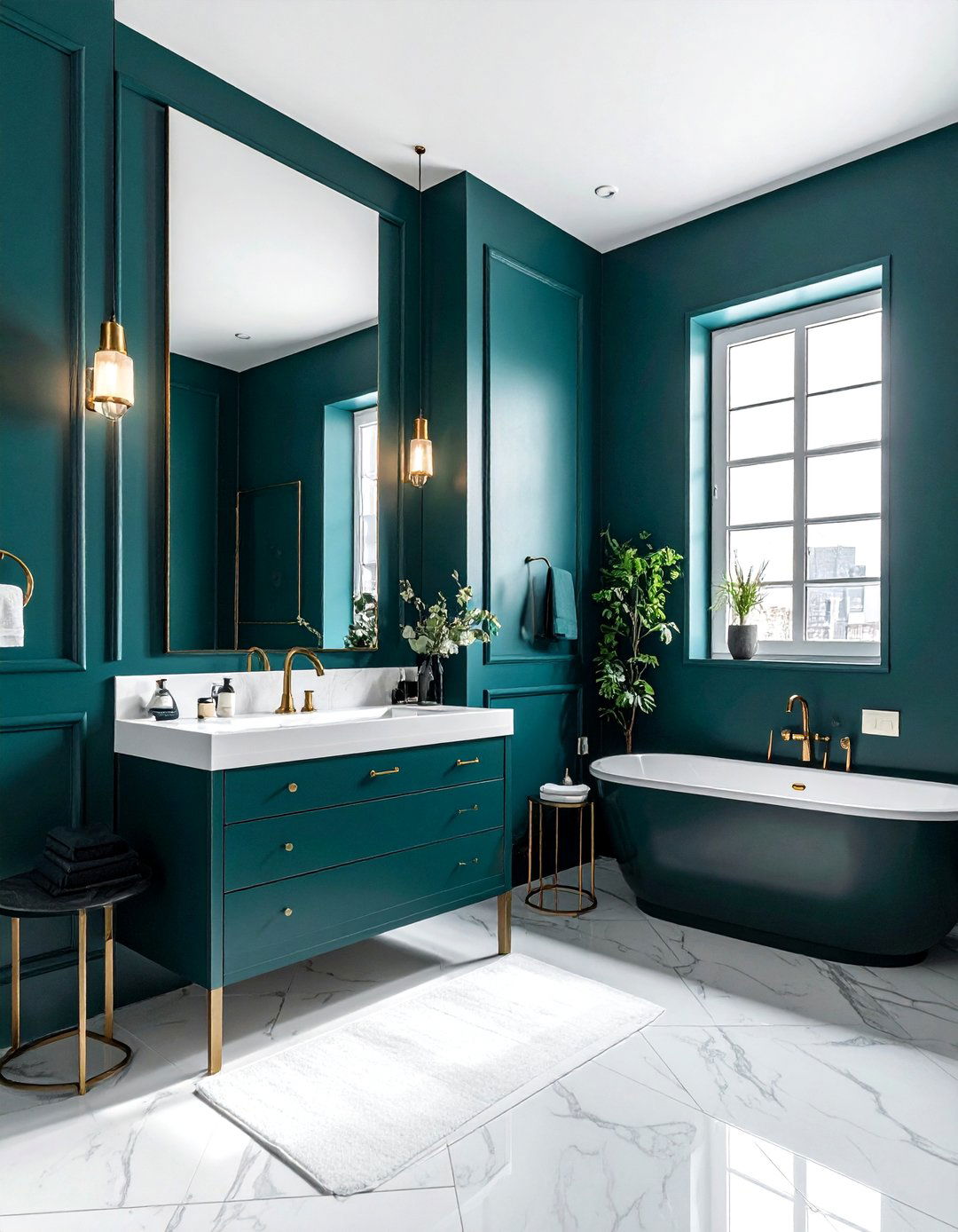Dark Teal Bathroom - 30 urban bathroom ideas