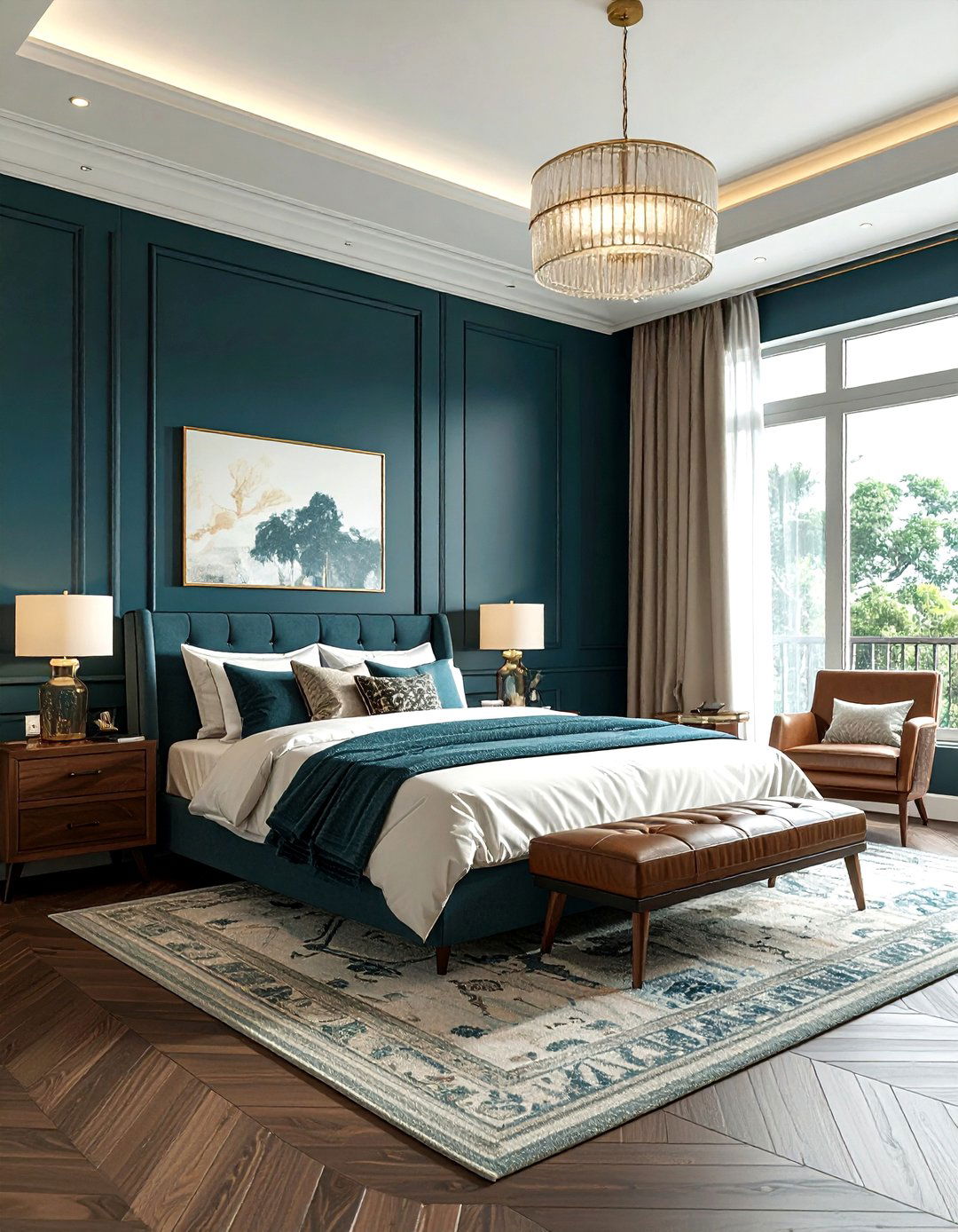 Dark Teal Bedroom - 30 blue bedroom ideas