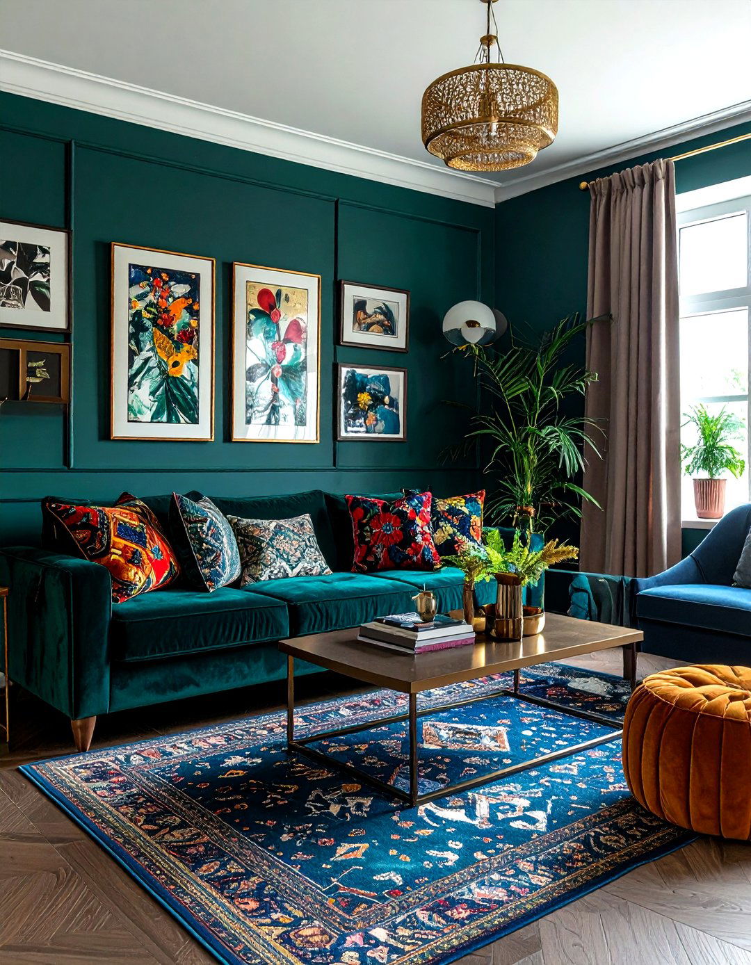 Dark Teal Living Room - 30 living room paint color ideas