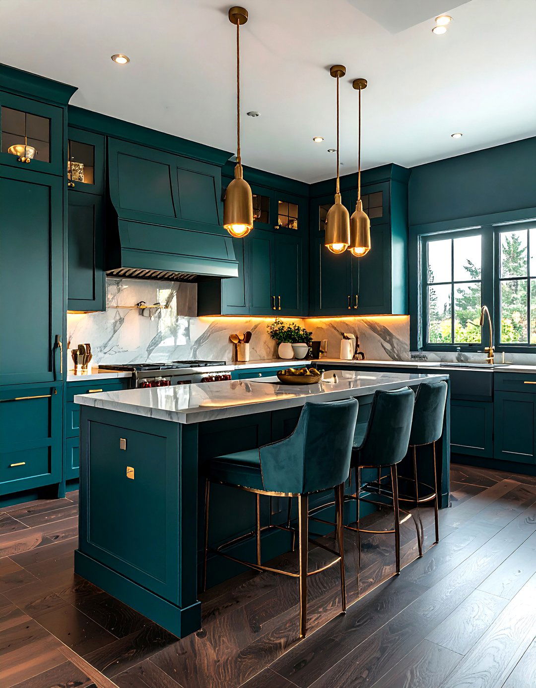 Dark Teal Moody Kitchen - 30 cool teal kitchen ideas