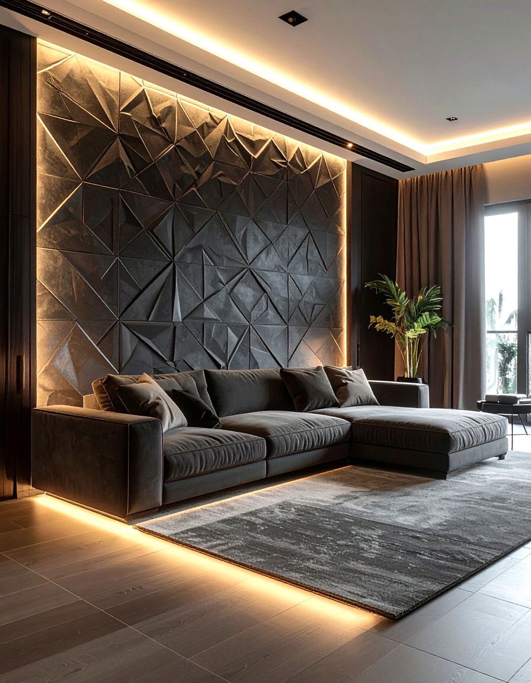 Dark Textured Wallpaper - 30 contemporary black living room ideas