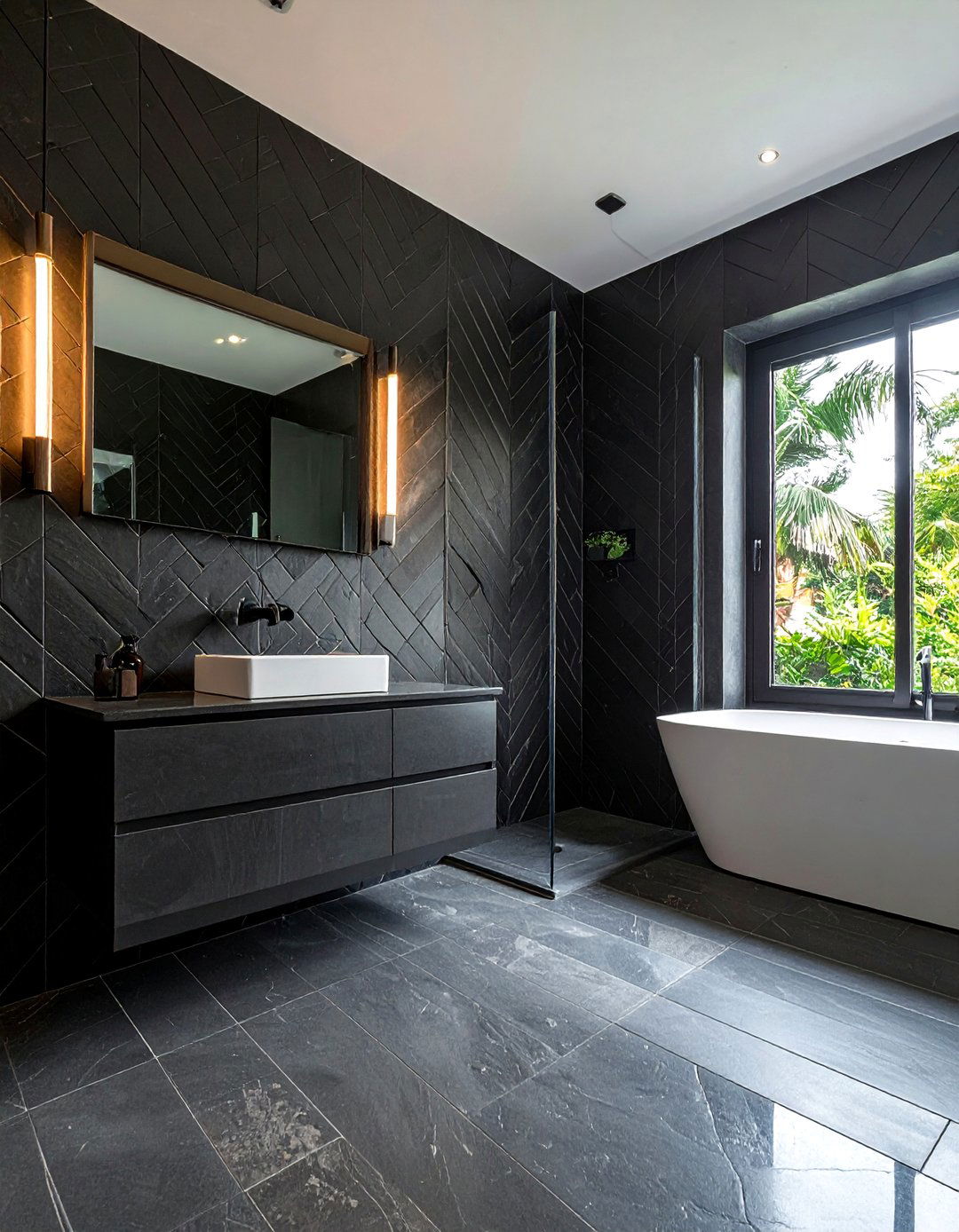 Dark Tile Bathroom - 30 dark bathroom ideas