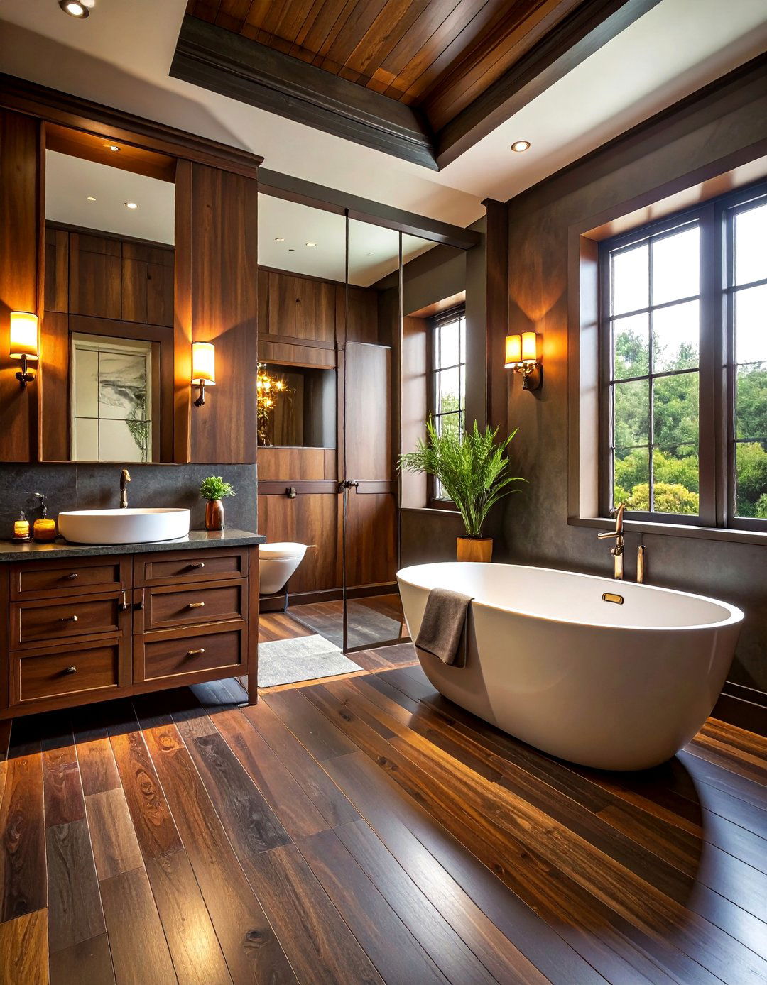 Dark Walnut Bathroom - 30 warm tone bathroom ideas