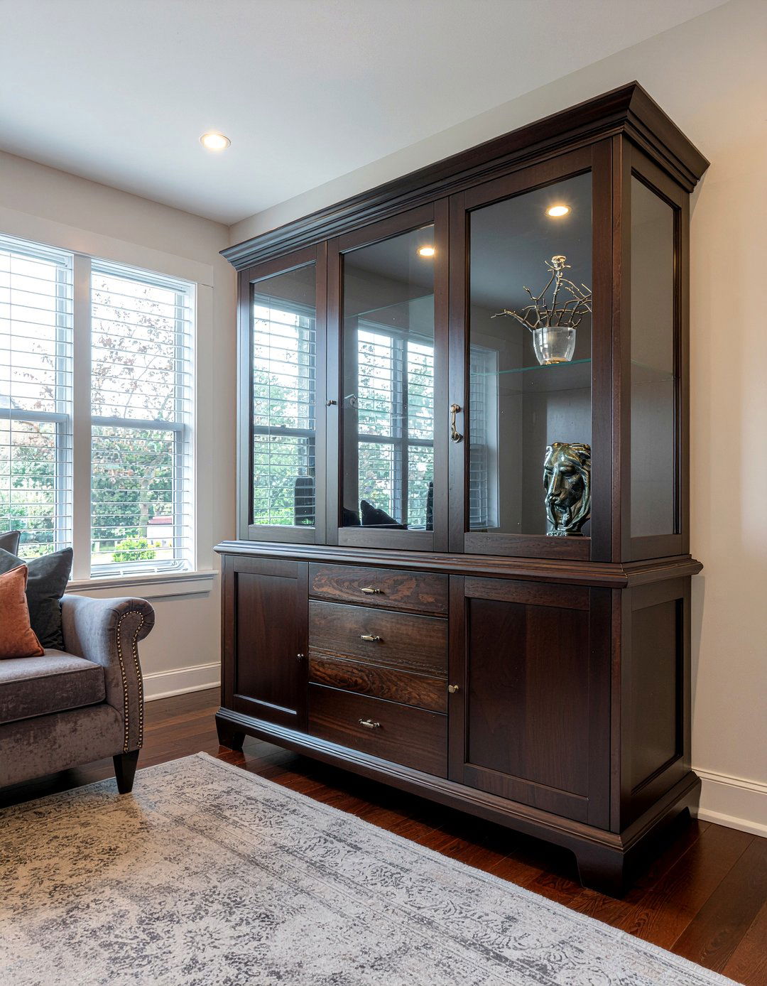 Dark Walnut Curio - 30 living room curio cabinet ideas