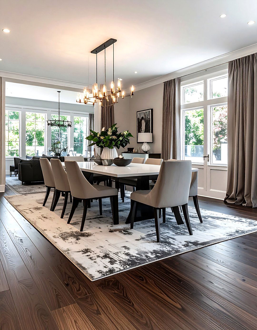 Dark Walnut Flooring - 30 wood accent dining room ideas