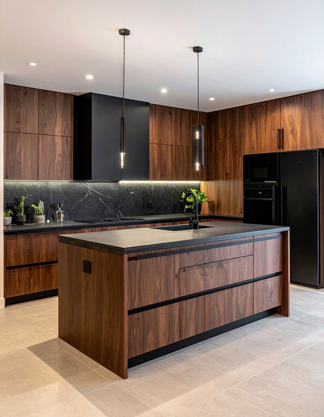 Dark Walnut Kitchen Cabinets With Black Hardware - 30 walnut kitchen cabinet ideas