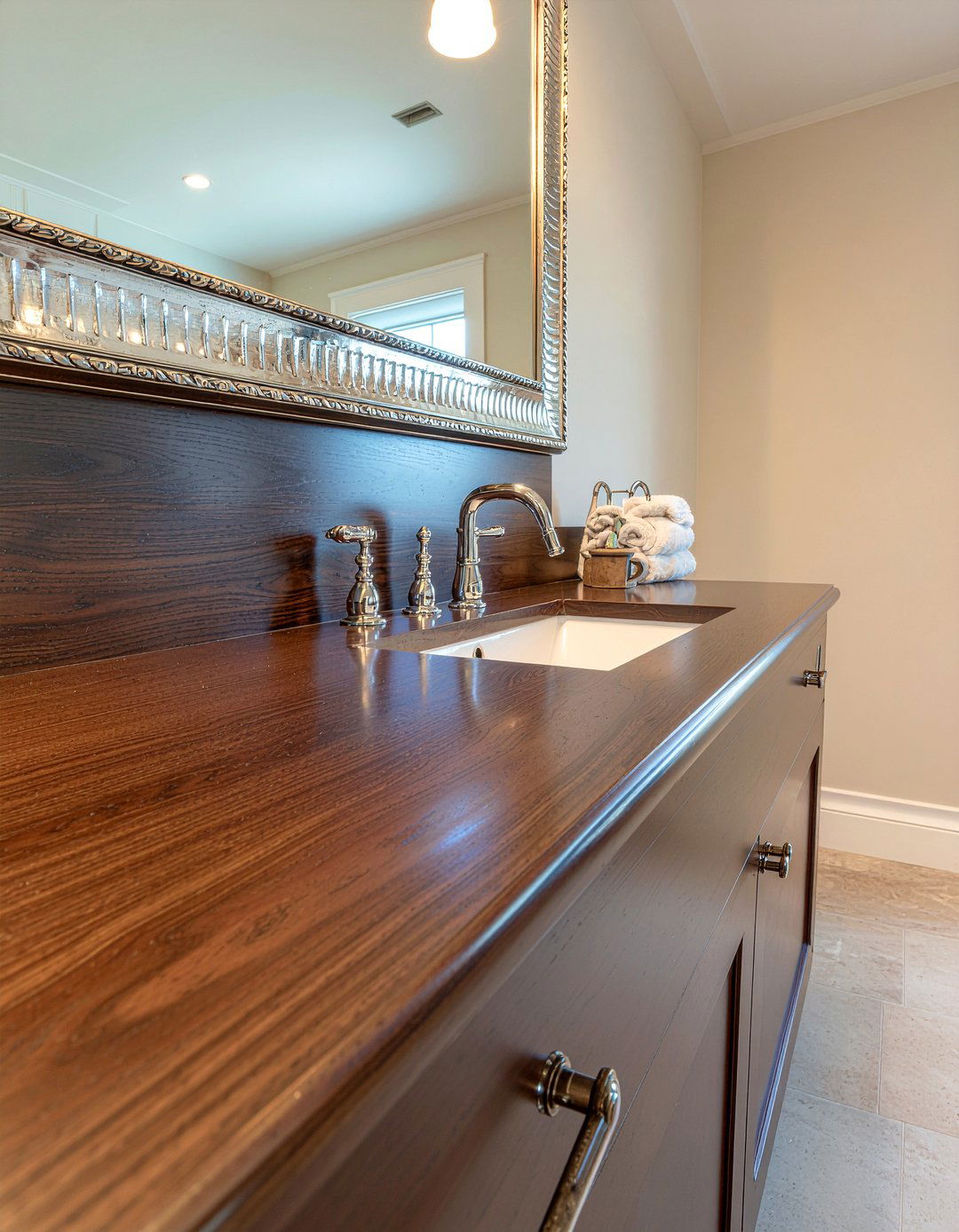 Dark Walnut Laminate - 30 laminate bathroom countertop ideas